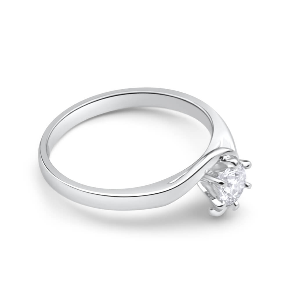9ct White Gold Solitaire Ring with 3/8 Carat 6-Prong Set Diamond - Elegant Engagement Ring for Women, Perfect for Proposals, Anniversaries & Special Occasions
