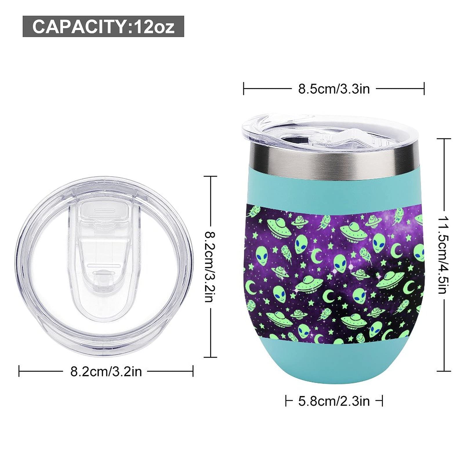 Galaxy Alien Vacuum Insulated Wine Tumbler - Stainless Steel Travel Cup for Coffee & Wine On-the-Go