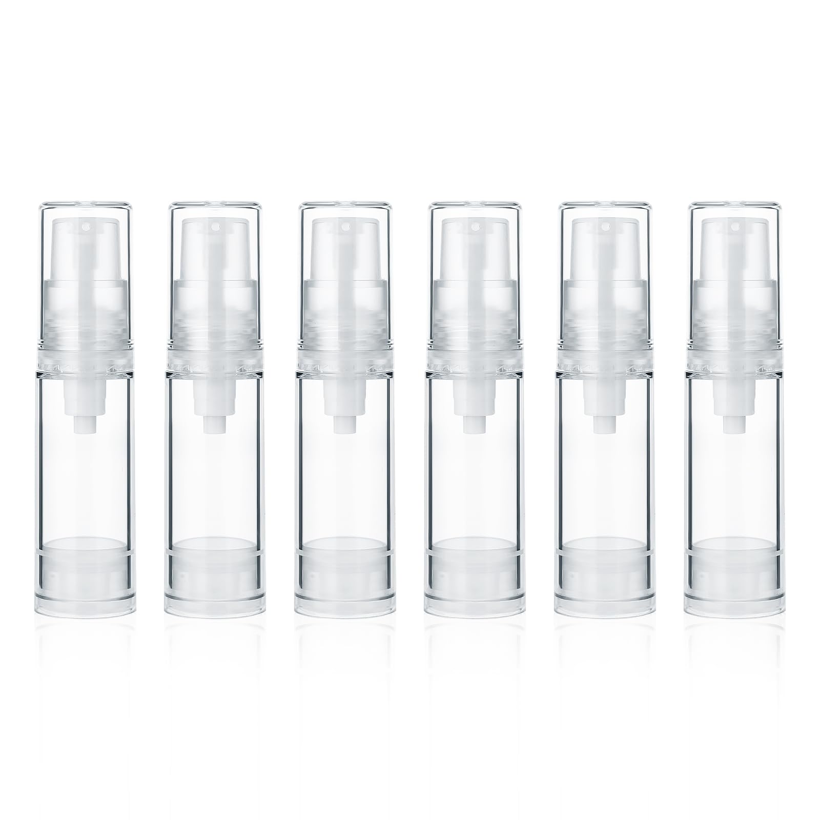 Molain 6-Pack 5ml Vacuum Lotion Bottles - Clear Refillable Airless Pump Containers for Travel, Foundation & Toiletries | Perfect for Mini Skincare, Makeup & Cosmetic Storage On-The-Go