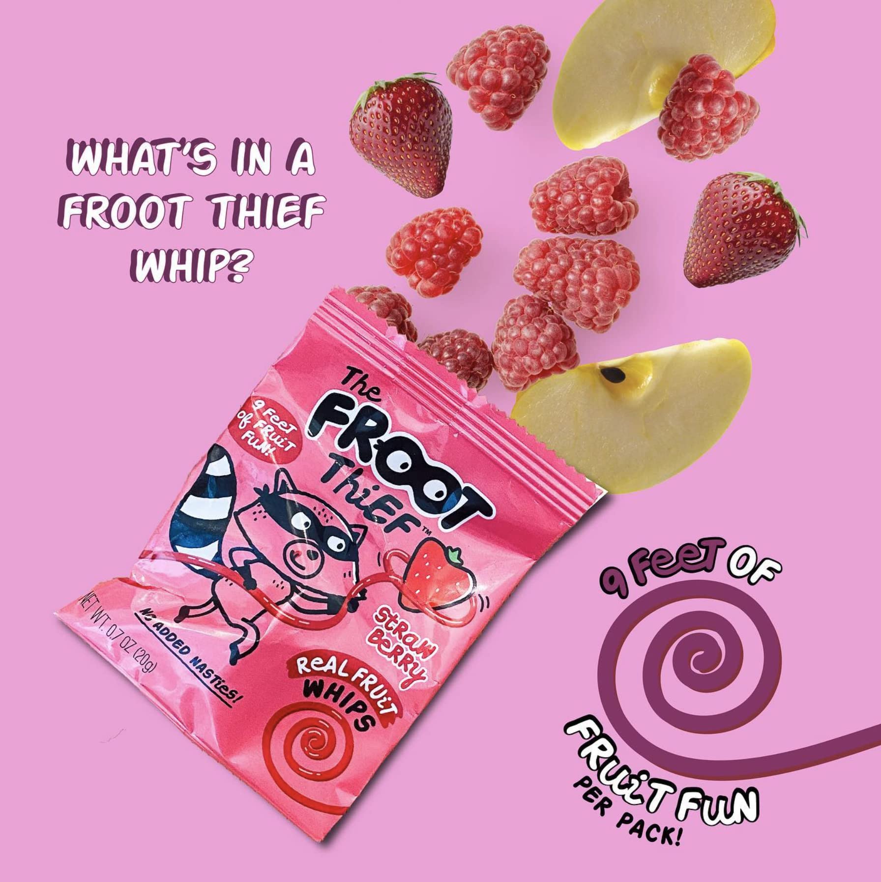 FROOT Thief Real Fruit Whips - 20 Count (1.06 Lbs) | Healthy Fruit Snacks for Kids & Adults | Perfect for Lunchboxes, Office Snacks & On-the-Go Energy