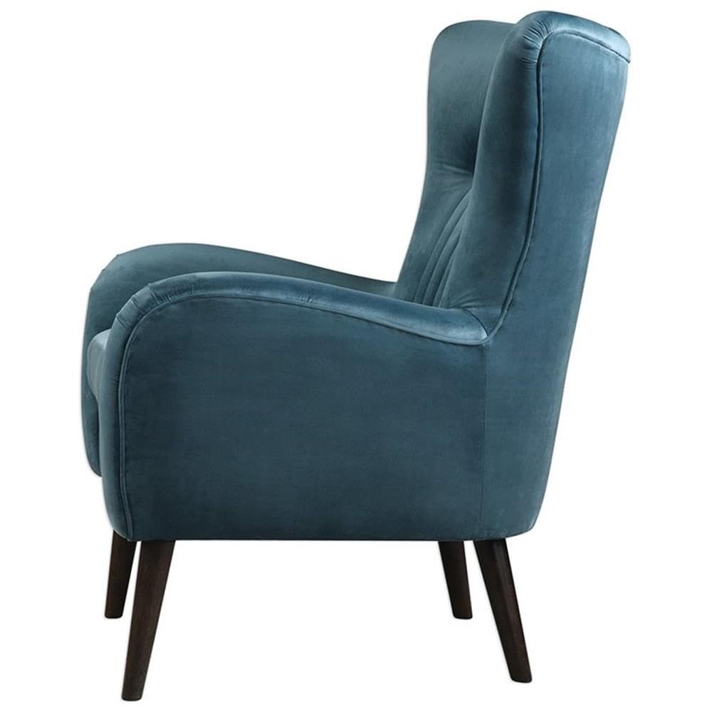 BOWERY HILL Modern Accent Chair - Teal Blue & Espresso Finish - Perfect for Living Room, Bedroom or Office Decor