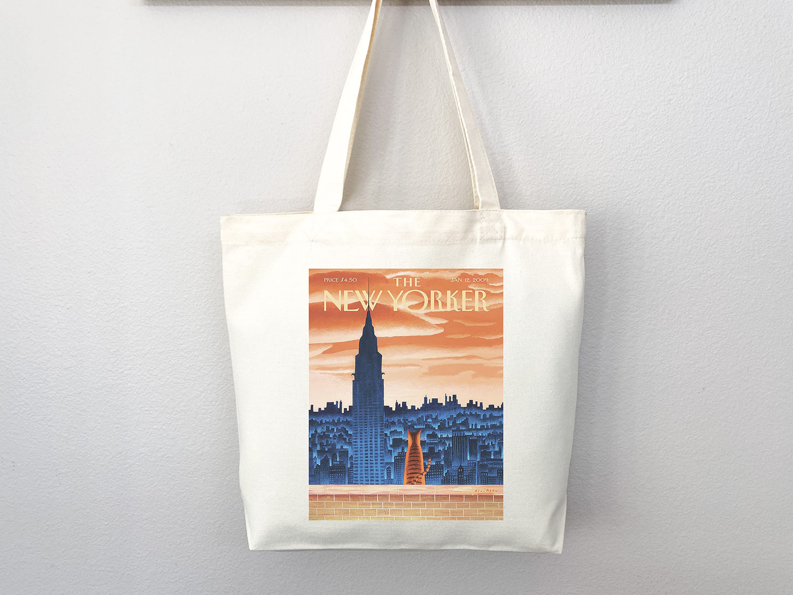 New Yorker Magazine Tote Bag - Stylish Canvas Shopper with Artistic Print for Women - Perfect for Grocery Shopping, Beach Trips & Everyday Use (Tote Bag Only)
