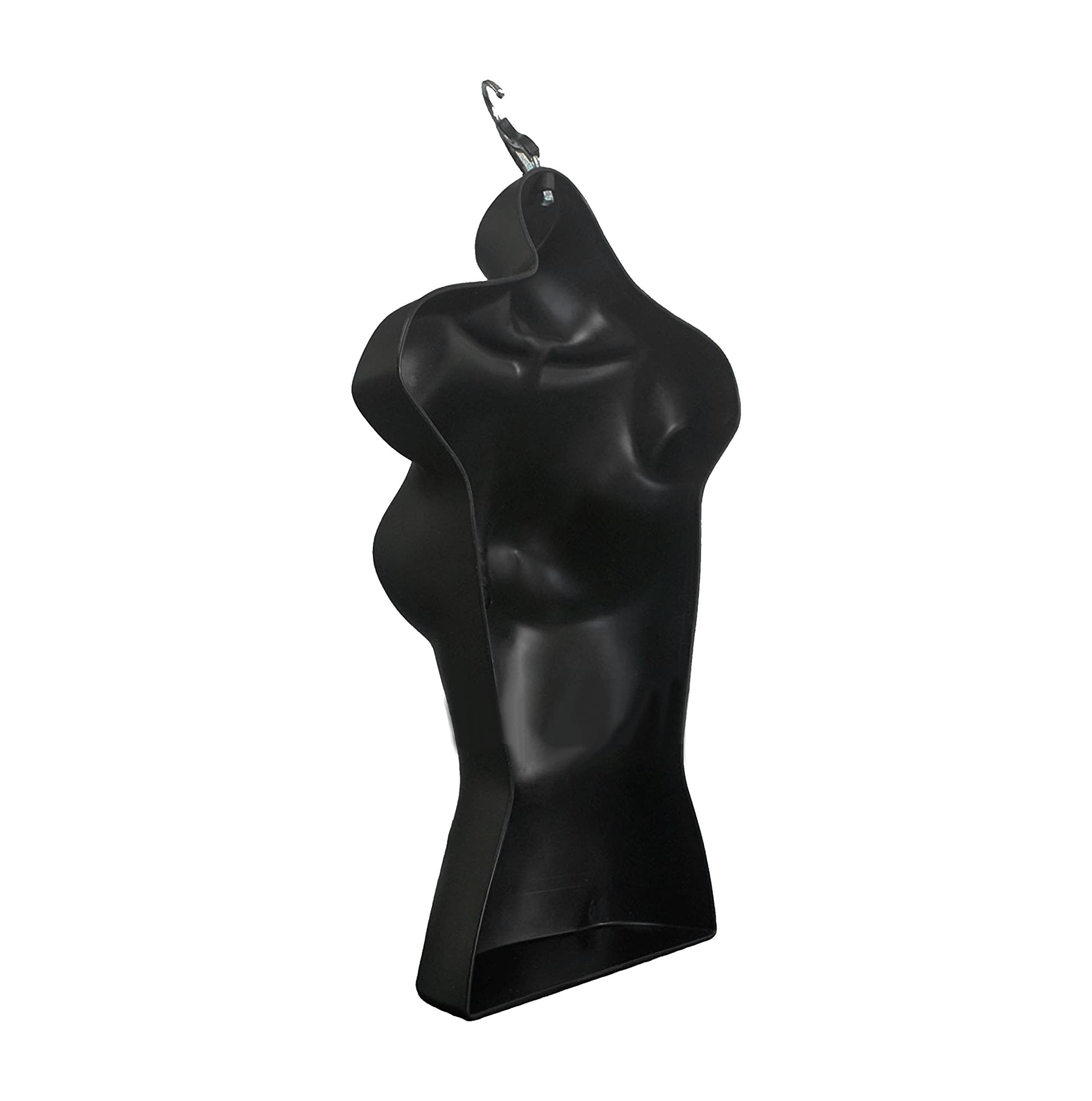 Black Female Hollow Back Mannequin Torso Set with Hanging Hook - 3 Pack (S-M Size) for Clothing Display, Boutique, Retail Store & Fashion Photography