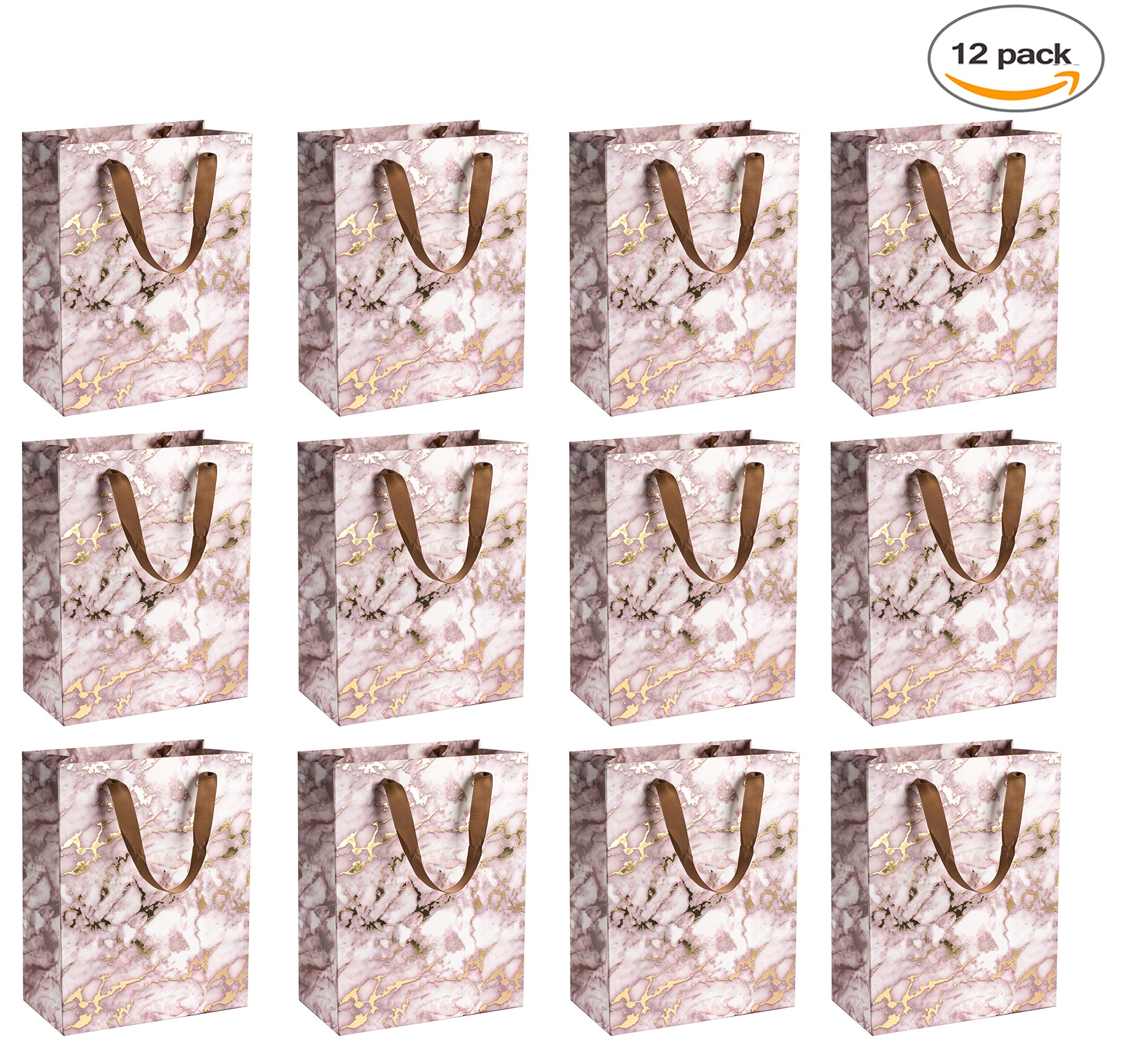 Elegant Marble Wedding Favor Bags - 12 Pack for Bridal Showers & Parties (9x7x4