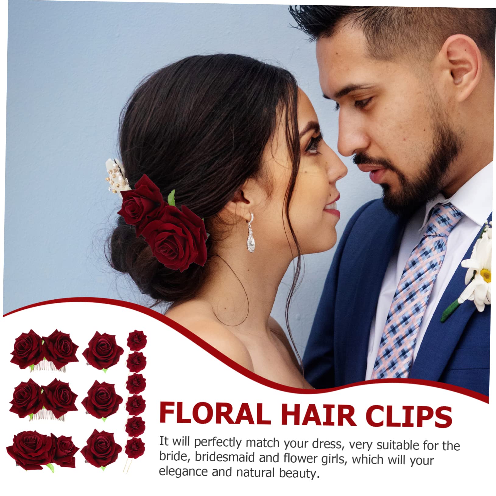 ABOOFAN Elegant Rose Hair Clip Set - High-Quality Simulated Flower Brooch & Comb for Weddings, Prom, Parties | Unique Headdress for Special Occasions & Formal Events