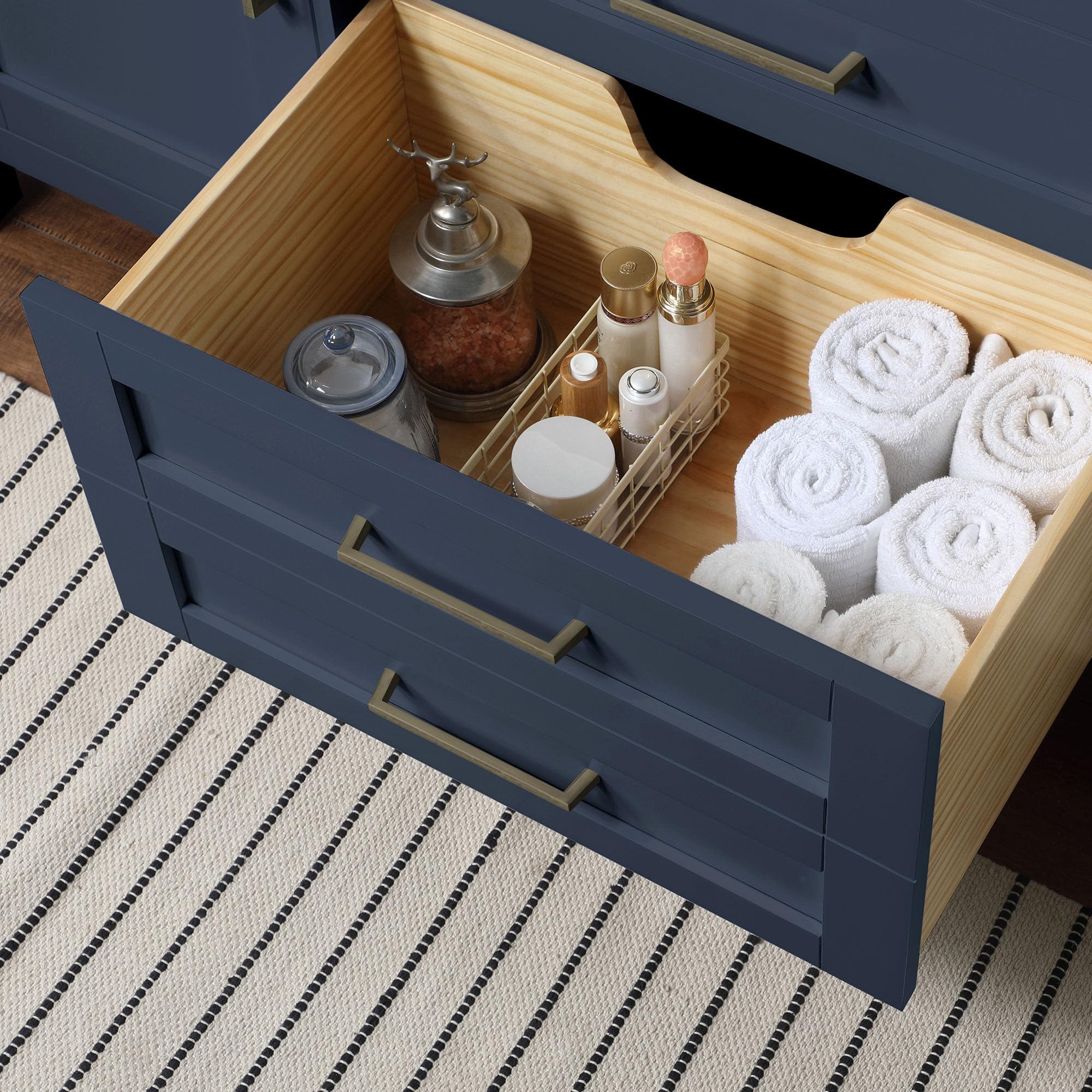 OVE Decors Tahoe II 60-Inch Single Basin Bathroom Vanity in Midnight Blue - Modern Bathroom Storage Solution for Small Spaces
