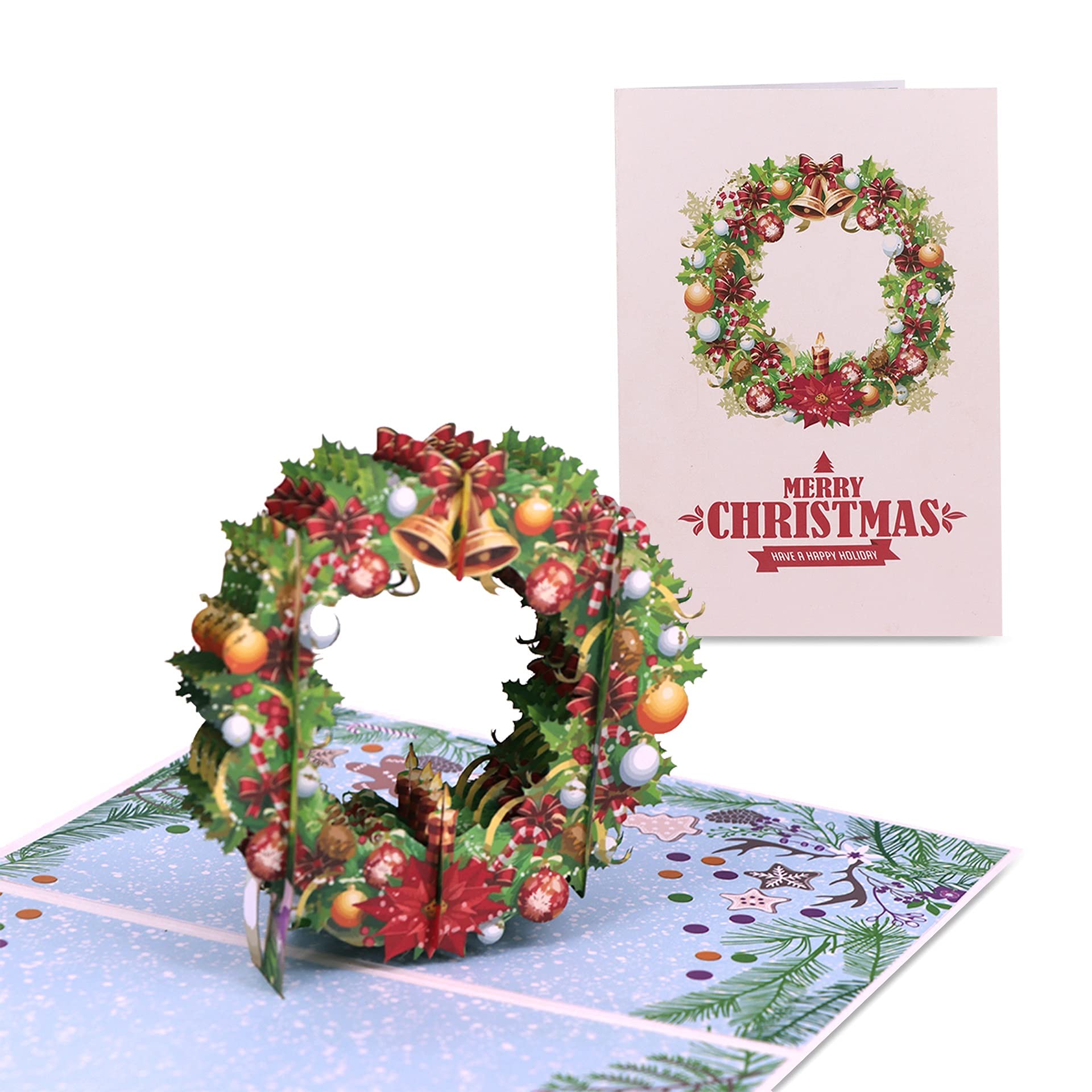 5-Piece 3D Pop-Up Christmas Greeting Cards Set - Festive Holiday Postcards for Xmas Party, Gift Exchange & Home Decor