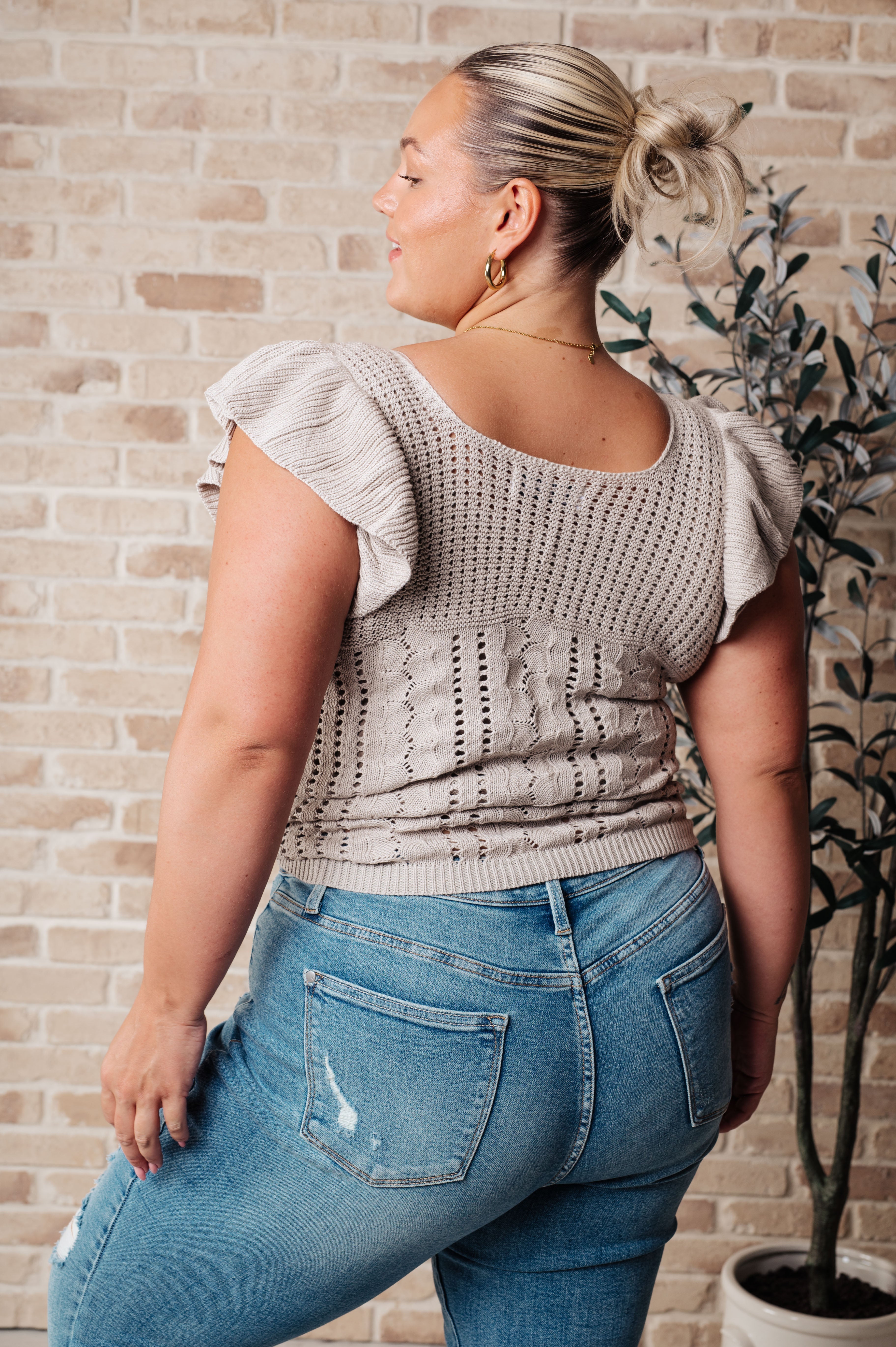 Stylish Pointelle Knit Top for Women - Breathable & Comfortable Lace Knitwear - Perfect for Casual Outings, Layering & Office Wear