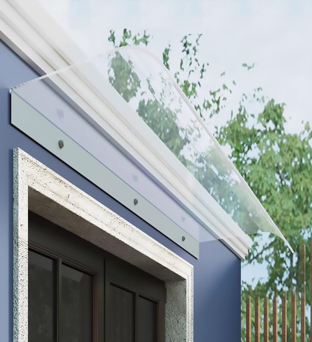 Waterproof Clear Window Door Canopy - Heavy Duty Outdoor Awning Without Brackets for Patio, Balcony & Garden - UV Resistant Rain Shelter Cover for Sun Protection & Weatherproofing