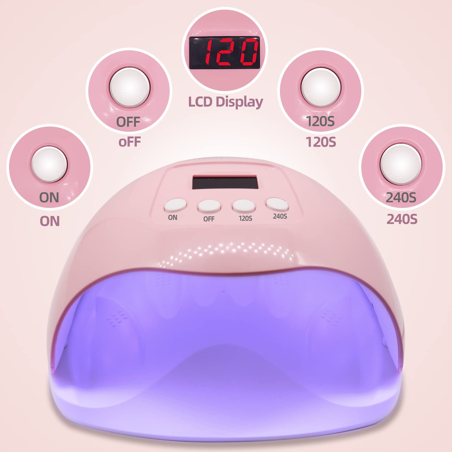 RedFlow UV LED Nail Lamp - Professional Gel Nail Polish Curing Light with 48W High Power, Fast Drying for Manicures & Pedicures | Includes UV Protection Gloves & Palm Print Positioning | Perfect for Home Salon, Nail Art Studio & DIY Gel Nail Applications