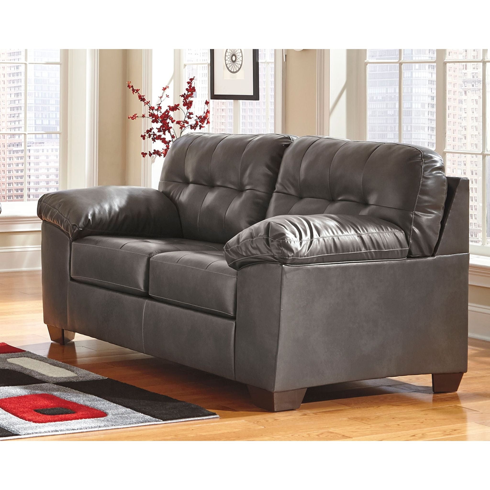 Alliston Grey Loveseat Sofa - Modern Two-Seater Couch for Living Room, Lounge & Small Spaces