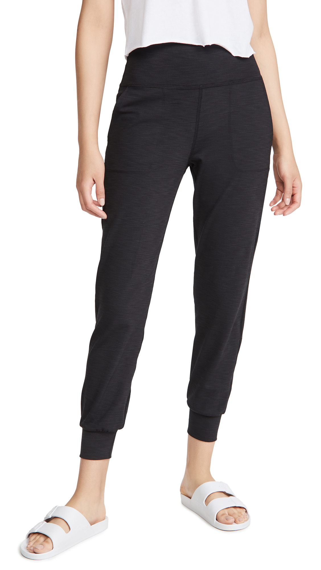 Beyond Yoga Women's Heather Rib Midi Joggers - Soft High Waisted Lounge Pants for Yoga, Running & Everyday Comfort - Perfect for Workouts, Travel & Relaxation at Home