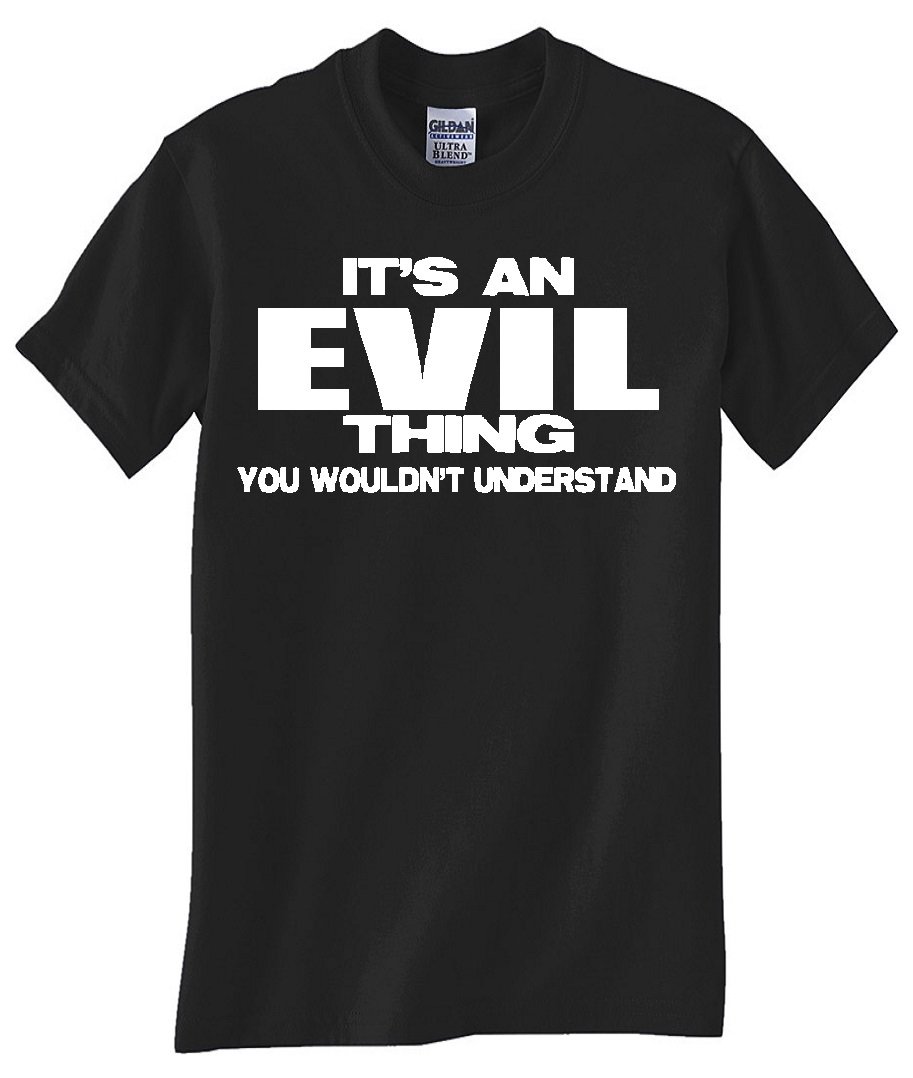 STUFF WITH ATTITUDE Evil Thing Black Graphic T-Shirt for Men & Women | Cool Gothic Streetwear Tee for Concerts, Halloween & Alternative Fashion