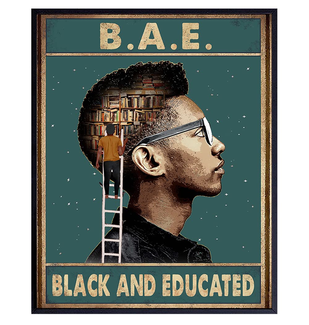 African American Wall Art - Inspirational Black Art Decor for Classroom & Home - Motivational Posters with Positive Quotes - Black Pride Reading Picture for Boys & Men - Perfect for Offices, Schools & Living Rooms