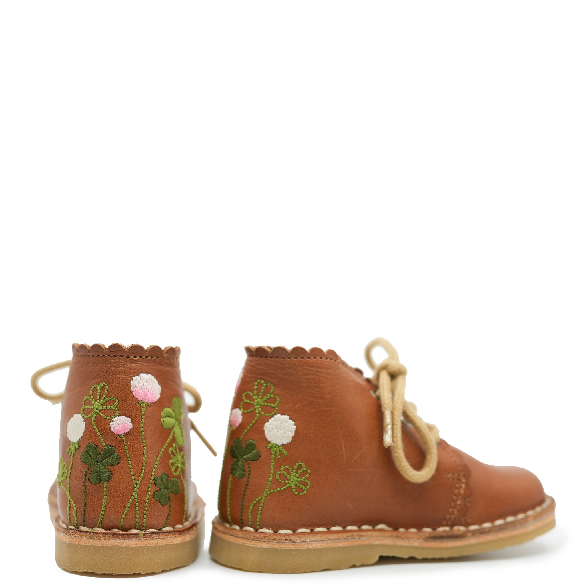 Petit Nord Clover Embroidered Baby Booties - Soft Cotton Newborn Shoes for Boys & Girls - Perfect for First Steps, Photo Shoots & Special Occasions