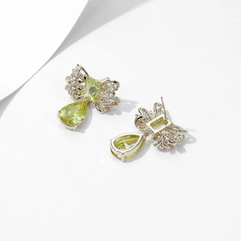 Elegant Crystal Cubic Zirconia Droplet Bow Earrings for Women - Fashion Jewelry Accessories - Perfect for Parties, Weddings & Special Occasions