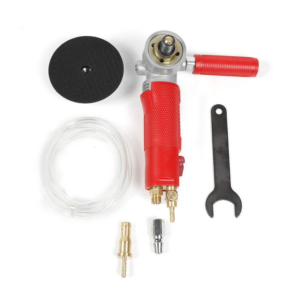 4-Inch Pneumatic Air Wet Stone Polisher 4300RPM - Granite Marble Polishing Tool with Water Mill - Professional Wet Air Sander for Stone Countertops, Floors & Tile Work (4'' Polishing Disc)