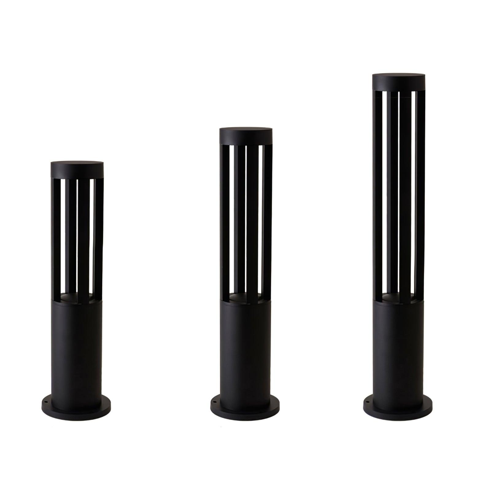 Solar Powered Black Cylindrical Outdoor Garden Lights - Waterproof LED Landscape Lighting for Patio, Yard, Pathway & Backyard Decor