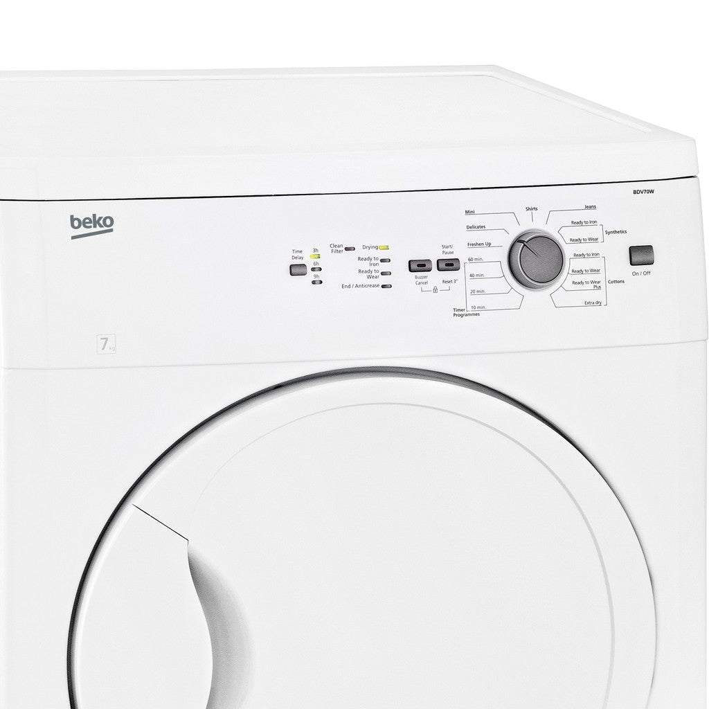 7kg Sensor Controlled Vented Dryer - Energy Efficient Clothes Dryer with Smart Moisture Detection for Home Laundry | Perfect for Apartments, Small Families & Quick Drying Needs