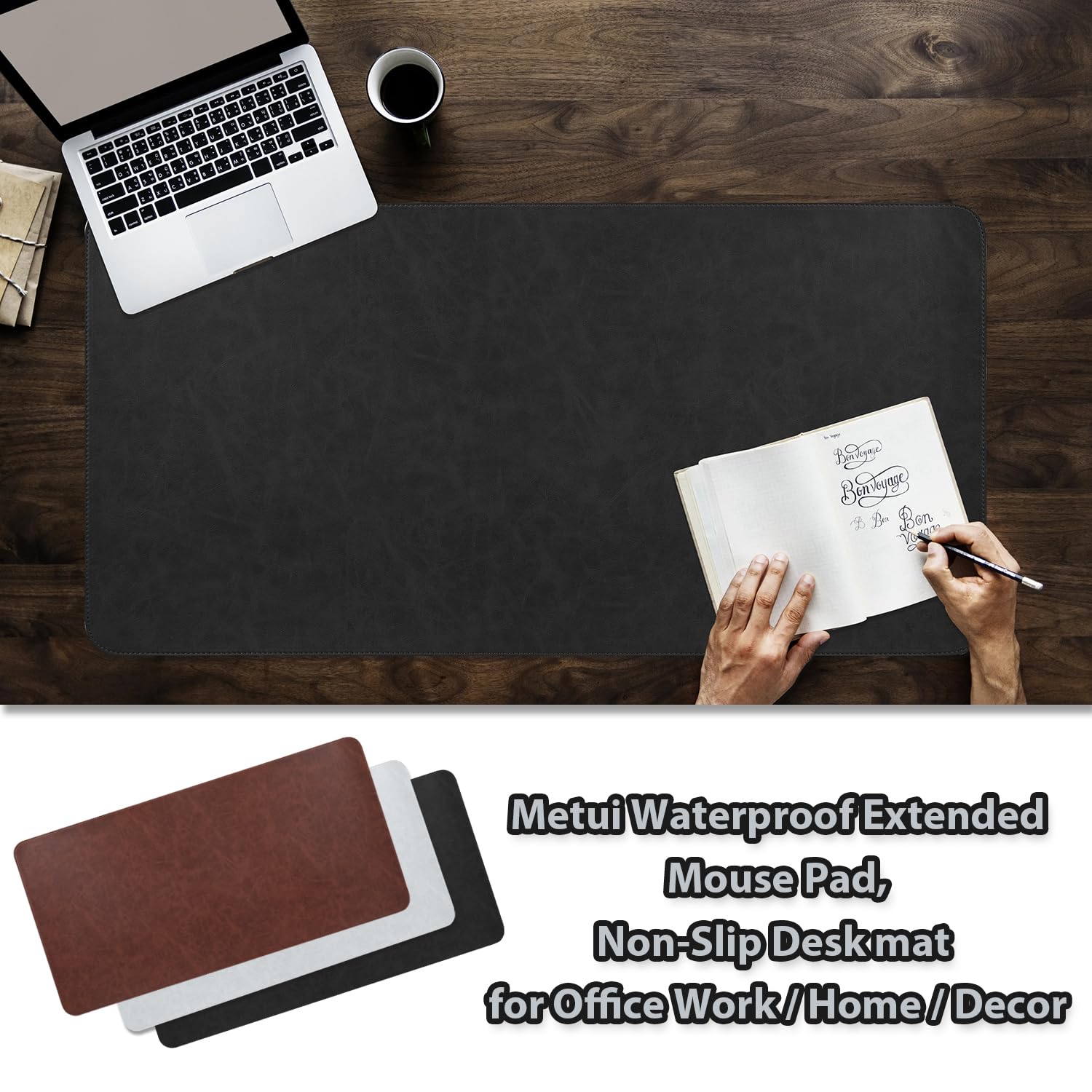 Premium Leather Office Desk Pad - Non-Slip Crazy Horse Grain Mouse Pad & Desk Protector for Writing, Typing & Computing - Scratch & Spill Resistant (31.5