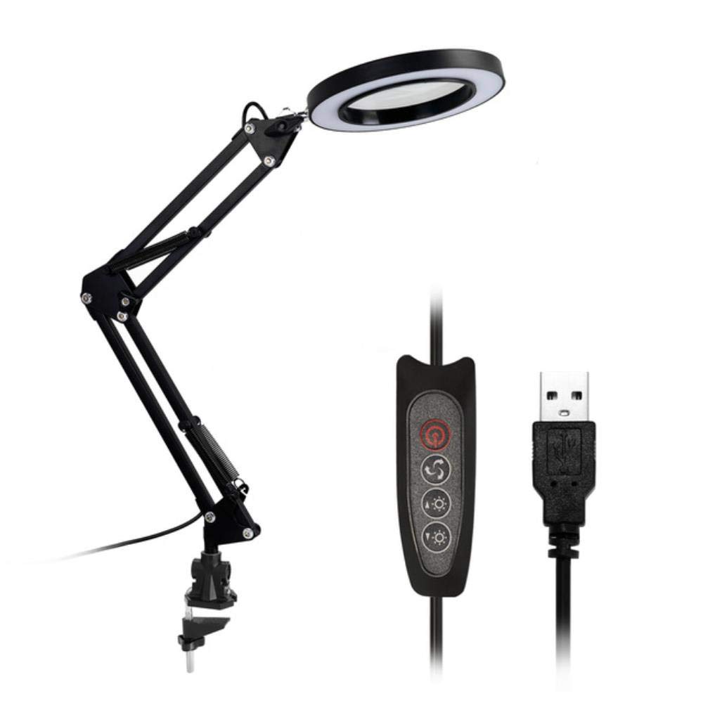 5X Magnifying Glass with LED Light - Foldable Desk Lamp for Reading & Crafts, 3 Dimming Modes, USB Powered - Perfect for Jewelry Making, Watch Repair & Close-up Work