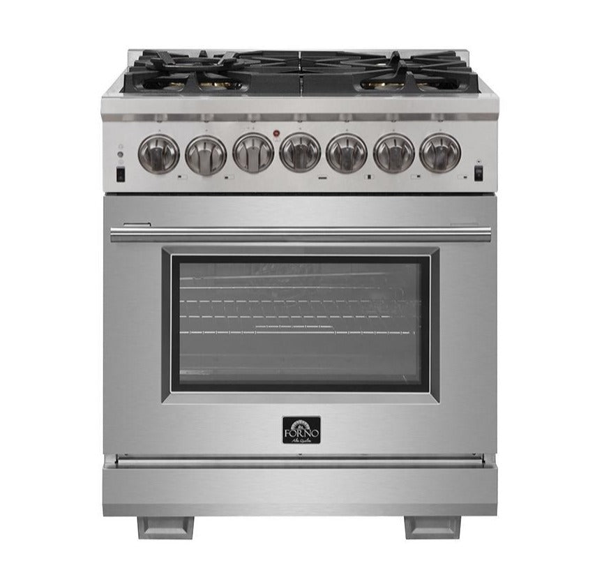 Forno 30 Inch Capriasca Dual Fuel Range with 240V Electric Oven - 5 Burners, Convection Oven, 100,000 BTUs (Model FFSGS6187 30) | Perfect for Home Kitchens, Restaurants & Professional Chefs