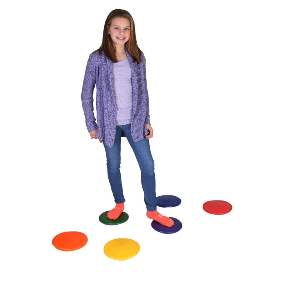 Vibrant Squeaky Floor Spots for Babies - Set of 6 Non-Slip Play Mats - Perfect for Crawling, Tummy Time & Sensory Development
