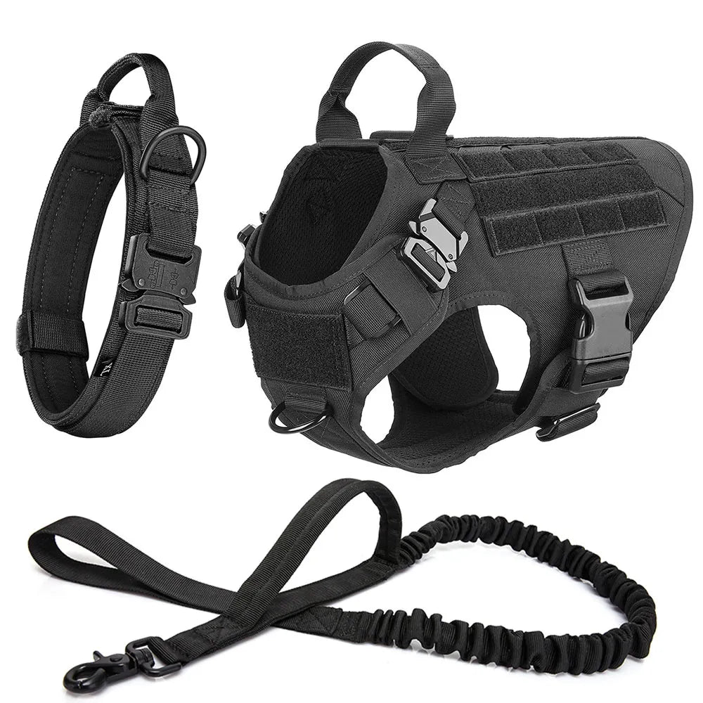 Premium Heavy Duty Tactical No Pull Dog Harness Kit - Adjustable Reflective Vest for Large Dogs - Perfect for Hiking, Training & Outdoor Adventures
