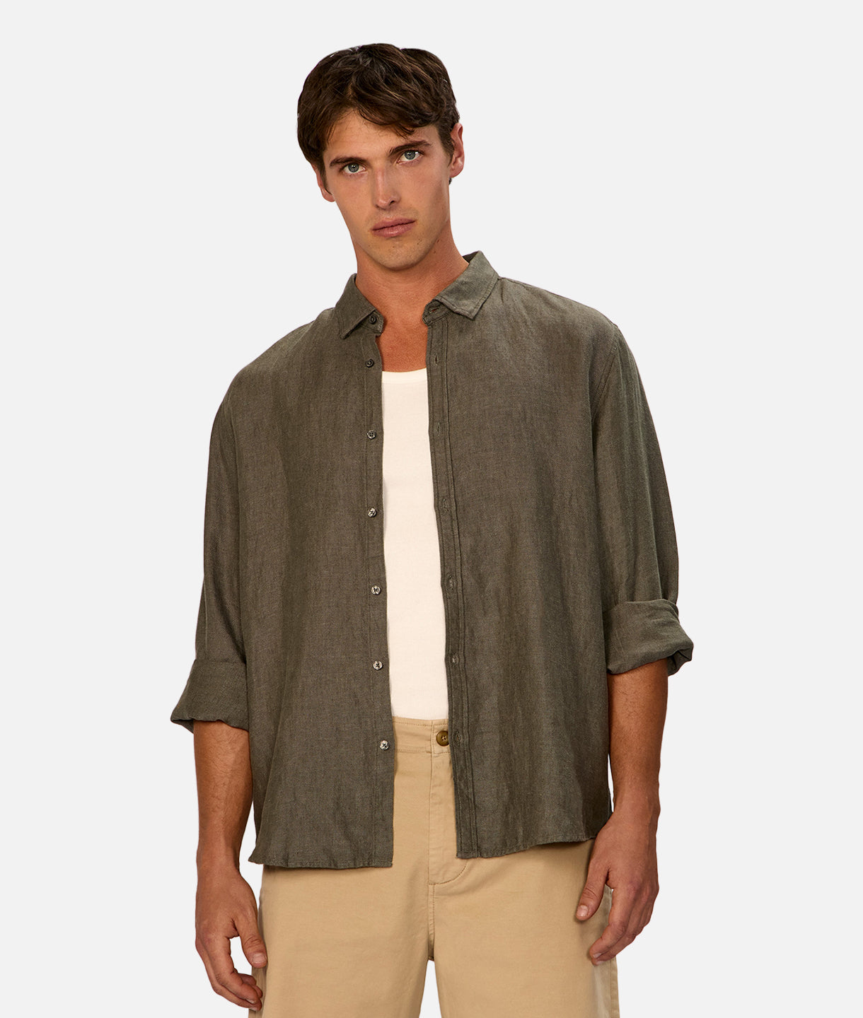Trinidad Linen Blend Long Sleeve Shirt - Breathable & Comfortable Men's Casual Wear for Office, Travel & Outdoor Activities
