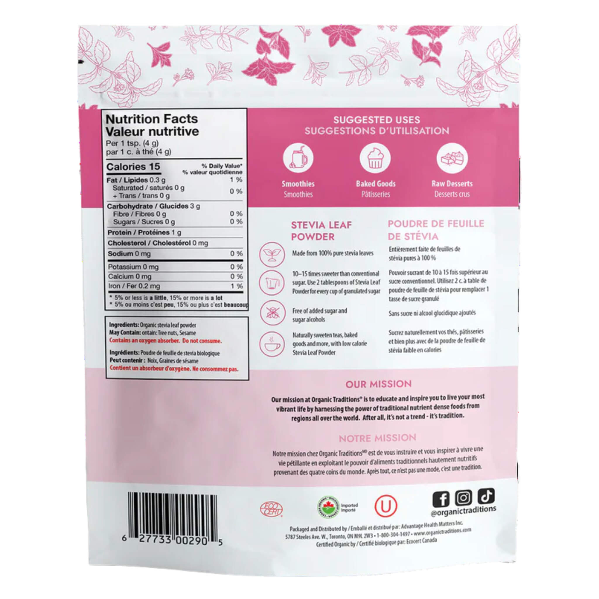 Organic Green Leaf Stevia Powder Natural Sweetener - Zero Calorie Sugar Substitute for Baking, Coffee, Tea & Healthy Lifestyle
