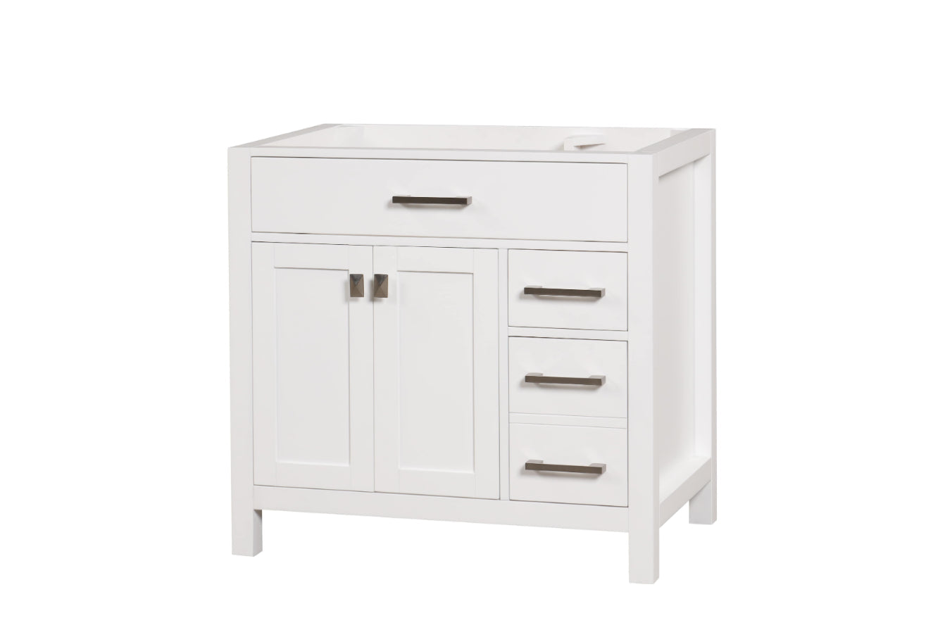 35.5 Inch Single Bathroom Vanity in Bright White - Modern London Style for Small Bathrooms, Powder Rooms & Guest Baths