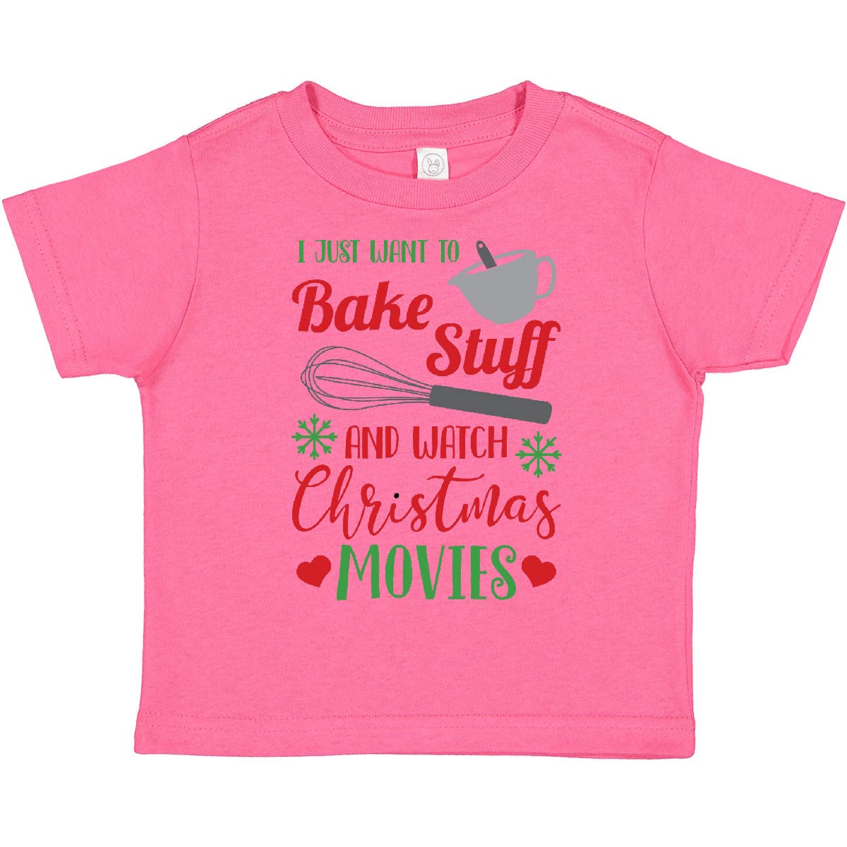 Inktastic 'I Just Want to Bake Stuff and Watch Christmas Movies' Toddler T-Shirt - Cute Holiday Baking Outfit for Kids Christmas Parties & Family Gatherings