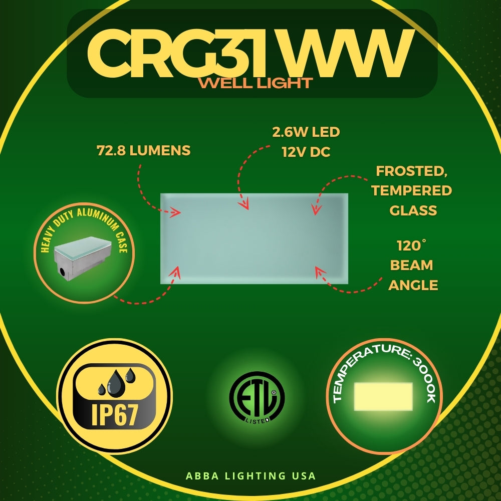 CRG31 Low Voltage In-Ground RGB & Warm White LED Brick Paver Light - IP67 Waterproof Landscape Lighting for Driveway, Walkway & Garden Path