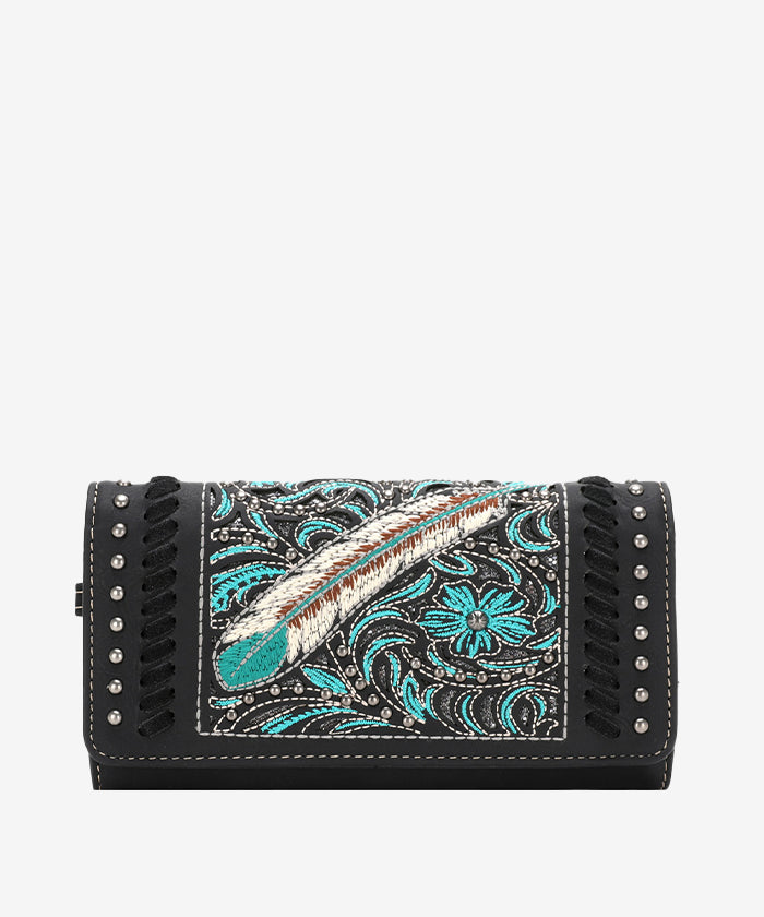 Montana West Embroidered Feather Concealed Carry Tote Set - Stylish CCW Purse with Hidden Gun Pocket for Women | Perfect for Everyday Carry, Travel & Self-Protection