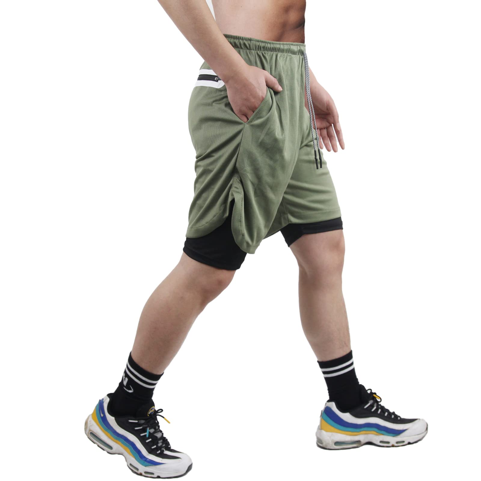 **Aptoco Men's 2-in-1 Gym Shorts - Quick-Dry Running & Workout Shorts with Pockets - Perfect for Training, Jogging & Outdoor Activities**