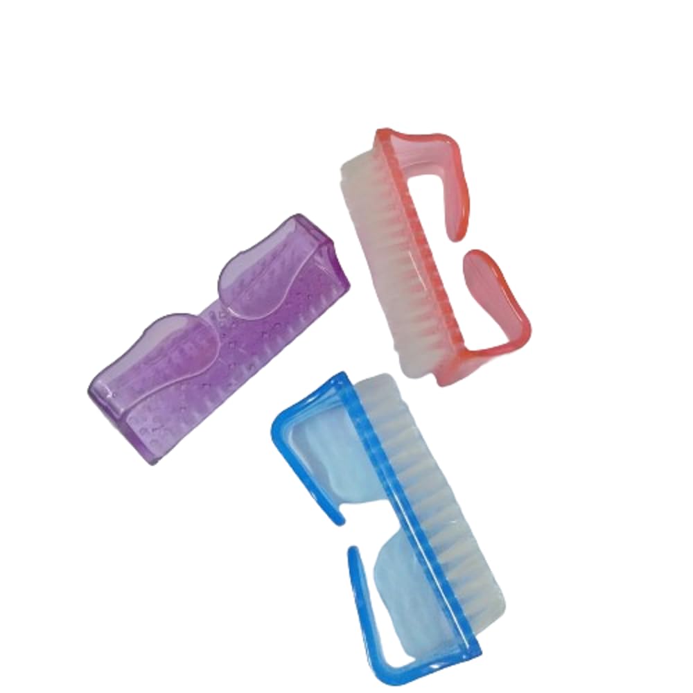 ZAUKY 3-Piece Nail Brush Set - Heavy Duty Fingernail & Toe Cleaner, Pedicure Scrub Brush for Deep Cleaning - Multi-Color Hand & Foot Care Kit (Pack of 3) | Perfect for Home Spa, Salon Use & Travel Manicure/Pedicure Essentials