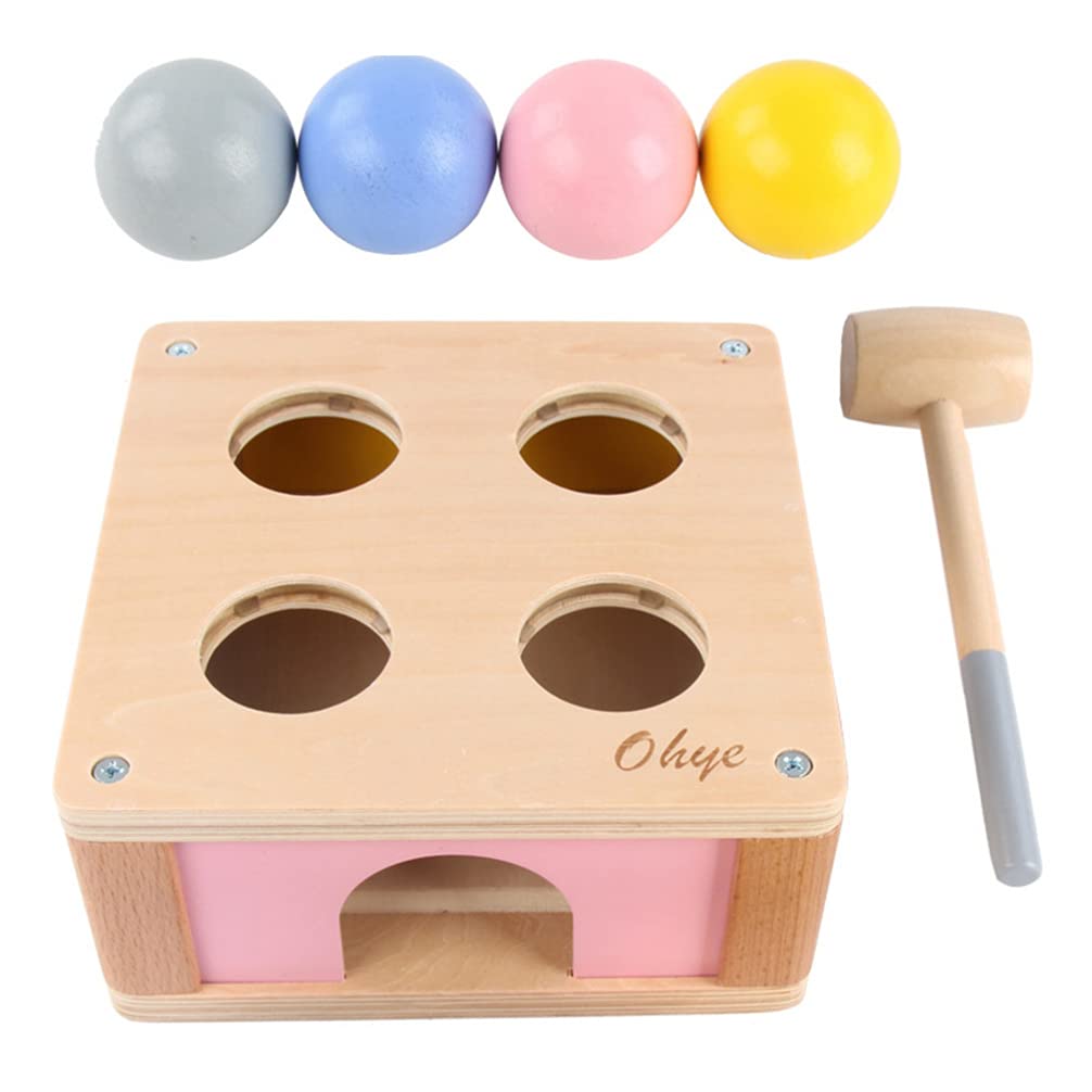 NUOBESTY Wooden Pound a Ball Game Toy - Montessori Early Learning Hammer Toy for Babies & Toddlers - Educational Pounding Activity for Fine Motor Skills Development - Perfect for Playtime, Preschool & Daycare