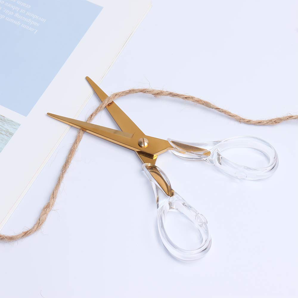 Premium Marble Magnetic Paper Clip Holder with 100 Gold Paper Clips & Acrylic Gold Scissors - Elegant Office Desk Organizer Set (Clear Gold) for Home Office, School, and Workspace Organization