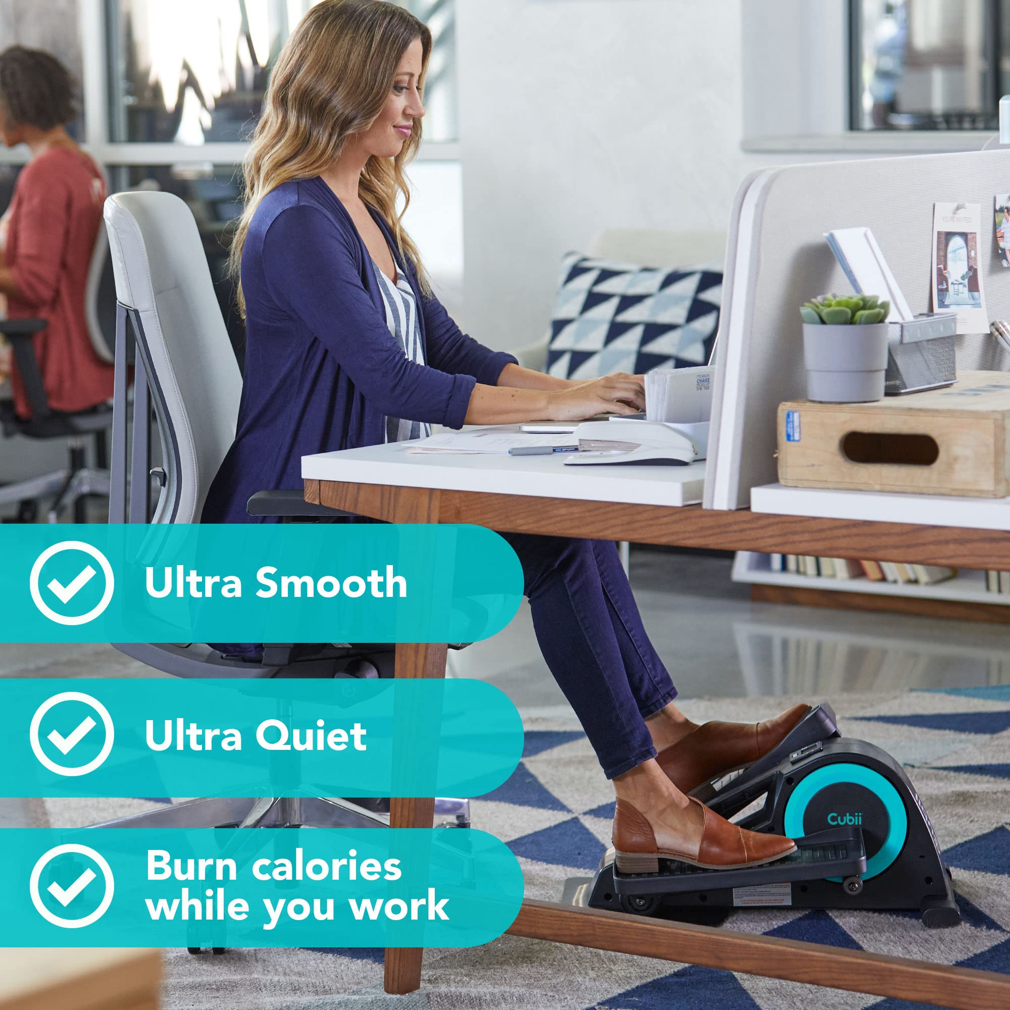 Cubii JR1 Under Desk Elliptical Machine - Compact Seated Pedal Exerciser for Home & Office Use - Quiet Work from Home Fitness Equipment - Ideal for Seniors & Desk Workers - Perfect for Small Spaces & Low-Impact Workouts