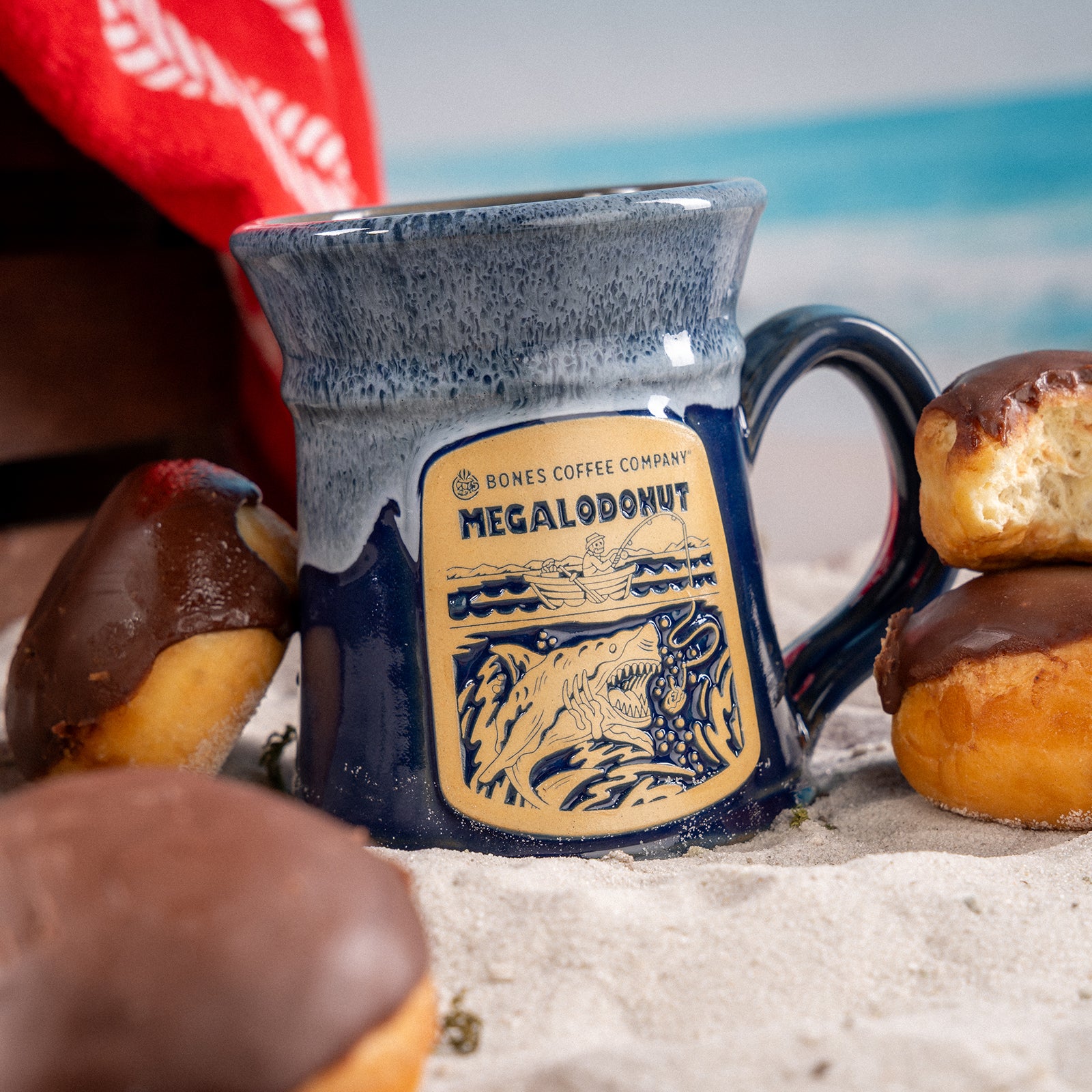 Premium Handmade Megalodonut Ceramic Coffee Mug - Unique Dinosaur Themed Gift for Tea & Coffee Lovers - Perfect for Home, Office & Gifts