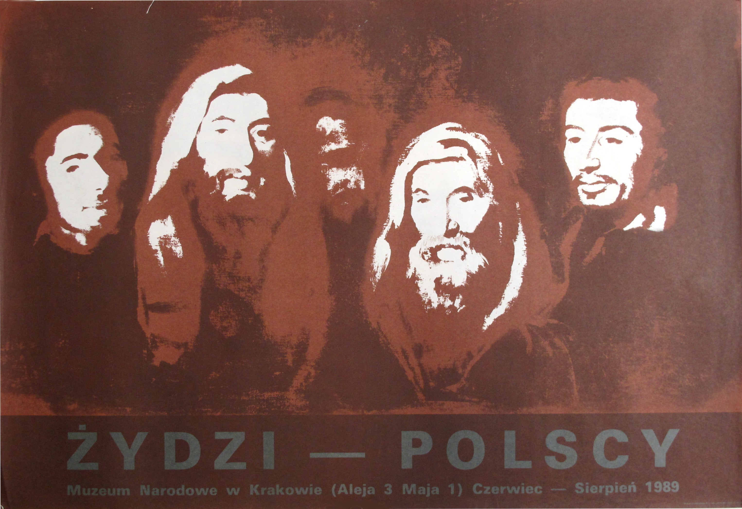 1989 Original Polish Exhibition Poster 'Zydzi (Jews)' at Krakow National Museum - Vintage Art Print for Home Decor & Jewish History Collectors