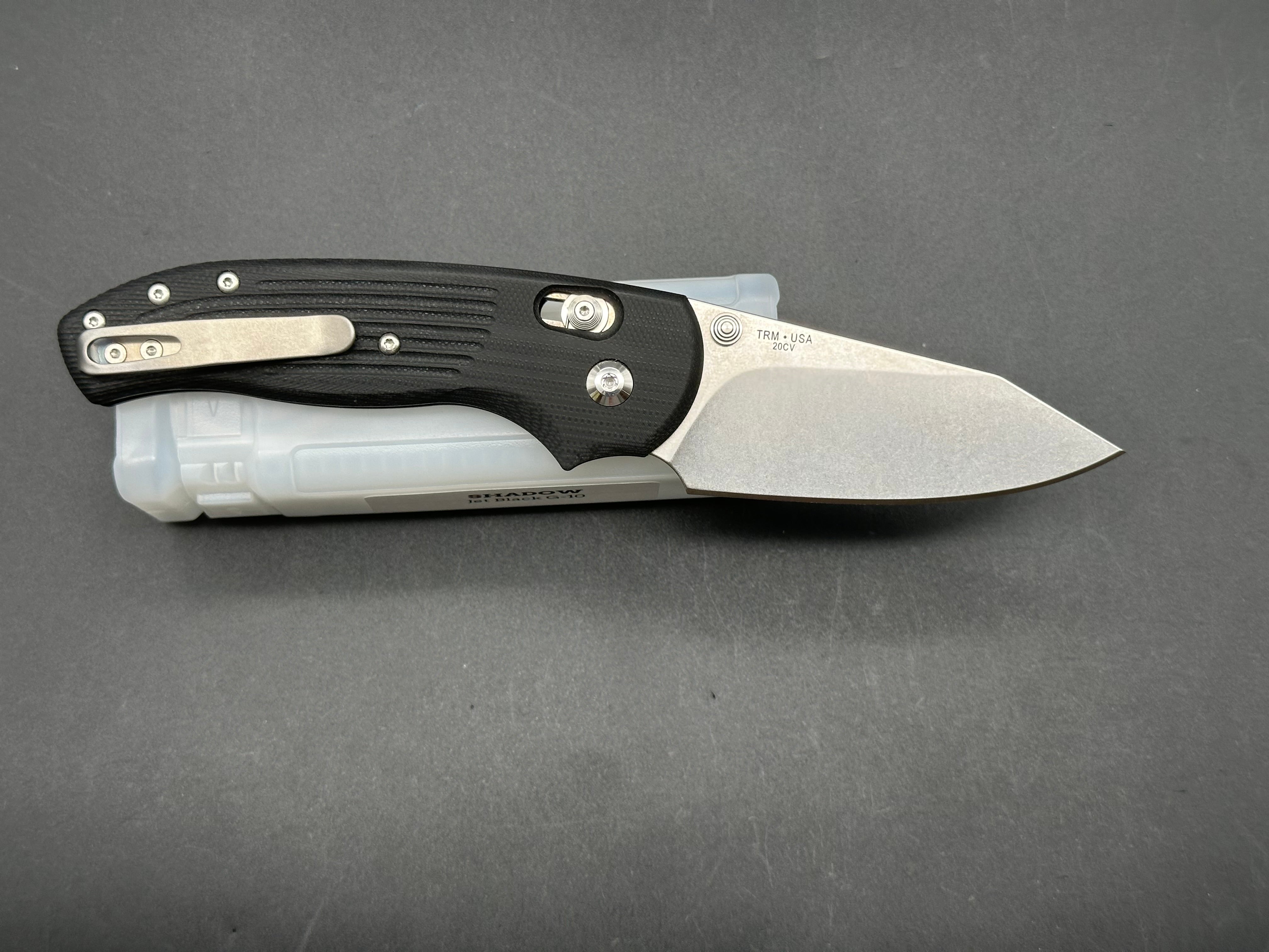 TRM Shadow River Lock Folding Knife - G10 Jet Black Handle Tactical EDC Pocket Knife for Outdoor Camping, Hiking & Survival Gear