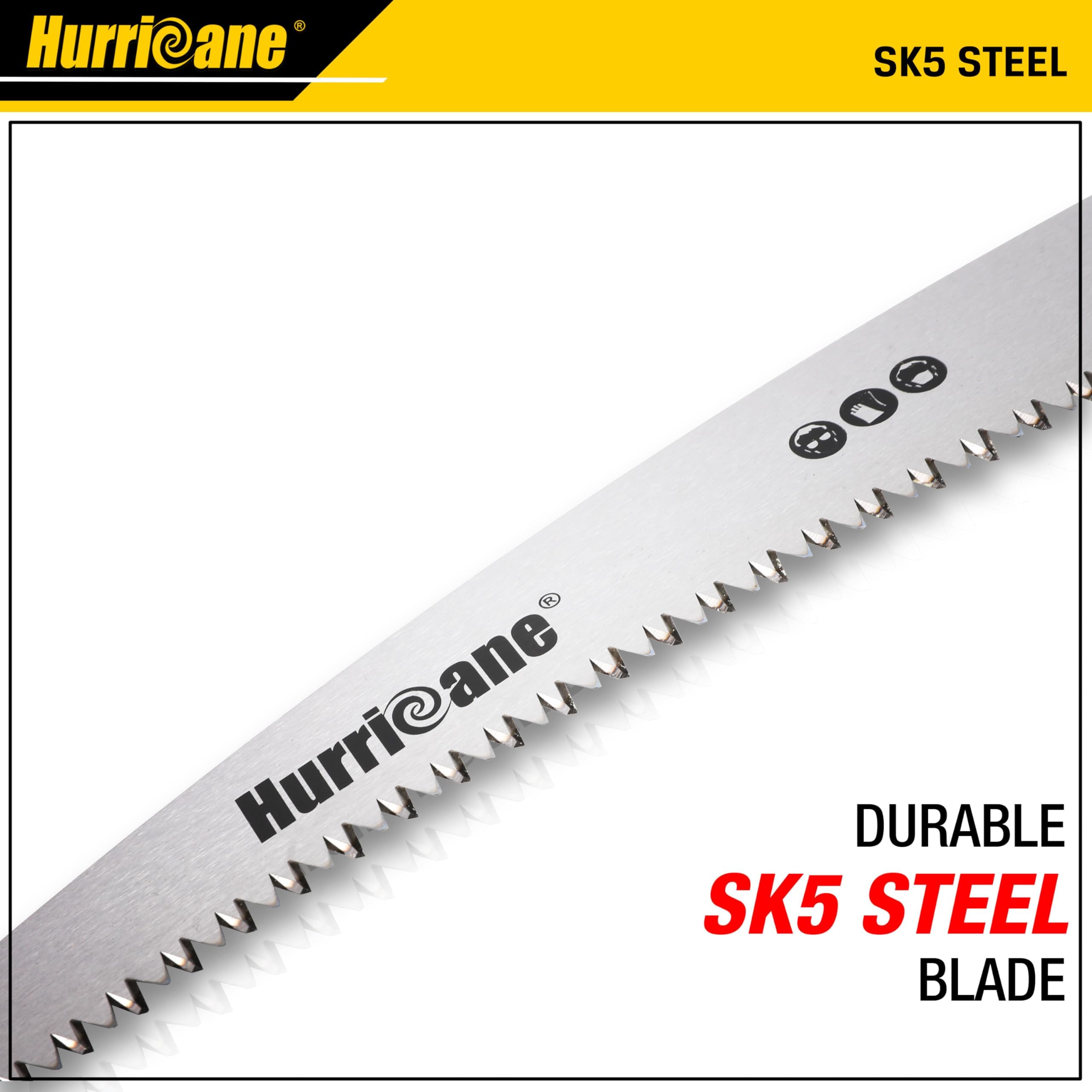 10 Inch HURRICANE Folding Hand Saw - SK5 Curved Blade Pruning Saw with Triple-Cut Razor Teeth | Portable Wood Cutting Saw for Camping, Tree Trimming, Gardening & Hiking | Perfect for Outdoor Enthusiasts & DIY Projects