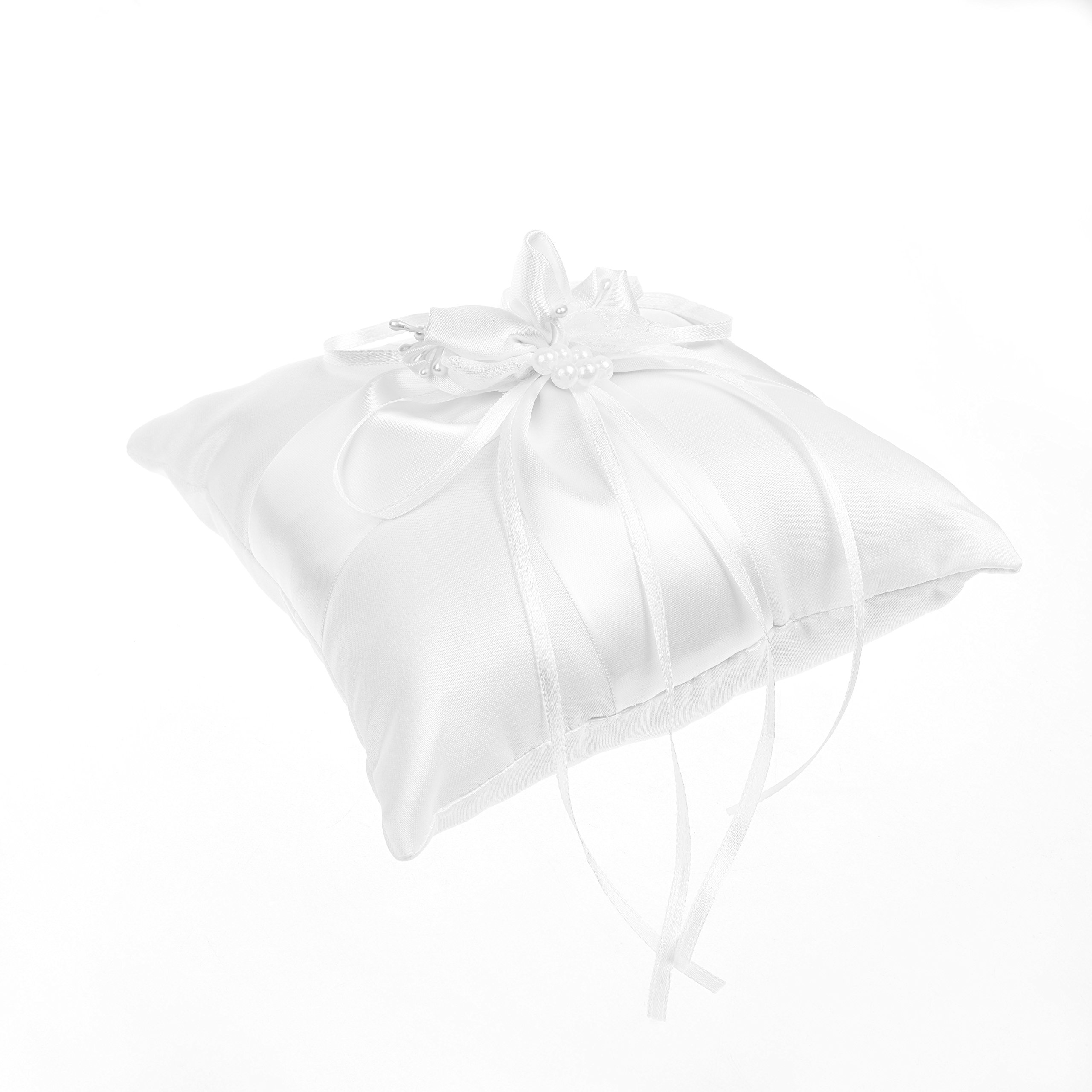 Elegant Cosmos Satin Wedding Ring Pillow with Ribbons - Ring Bearer Cushion for Bridal Ceremonies - Perfect for Church, Beach & Outdoor Weddings