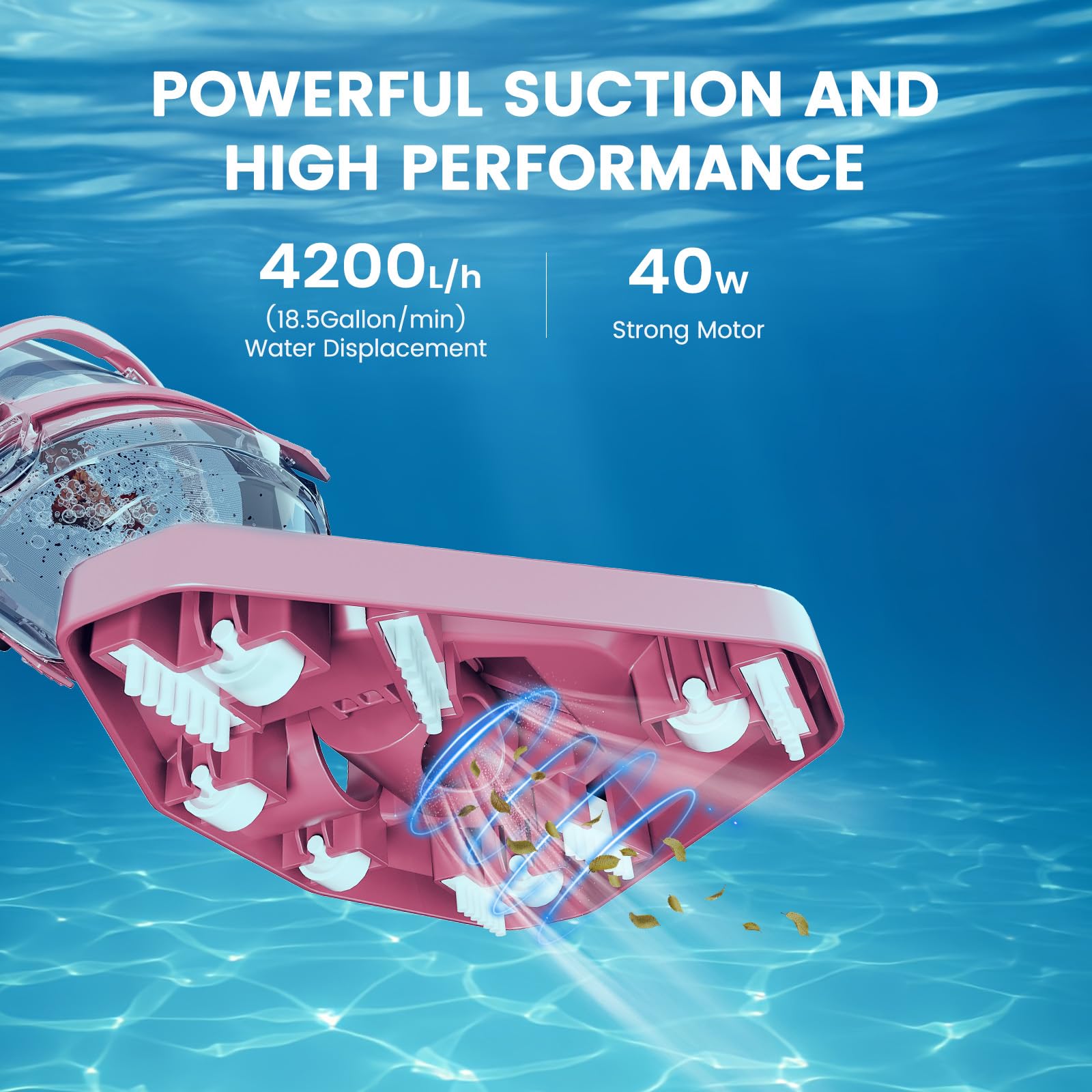 2024 Upgraded Pool Vacuum with Telescopic Pole - Powerful 18.5 GPM Suction, 60 Min Runtime - Ideal for Above Ground Pools, Leaves & Debris - Perfect for Weekly Pool Maintenance & Seasonal Cleaning