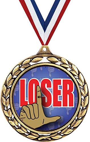 Loser Medals - 2.5 Inch Laurel Wreath Funny Last Place Award - Hilarious Joke Prize for Kids & Adults - Perfect for Sports Competitions, Birthday Parties & Office Gags