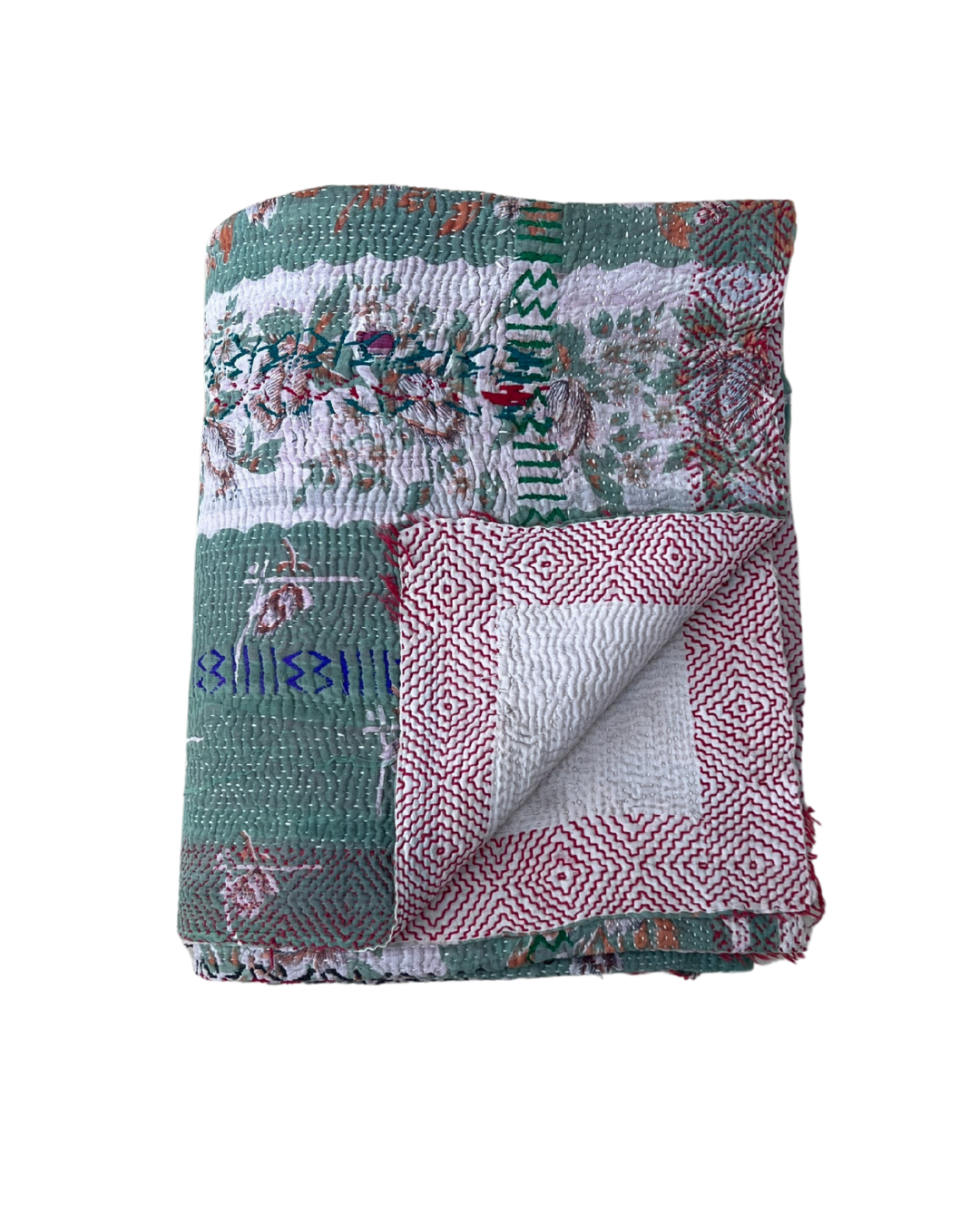 Premium Heavyweight Kantha Quilt No. 768 - Handmade Cotton Patchwork Bedspread for Cozy Home Decor, Winter Warmth & Bohemian Style Bedding - Perfect for Bedroom, Living Room & Guest Room Comfort