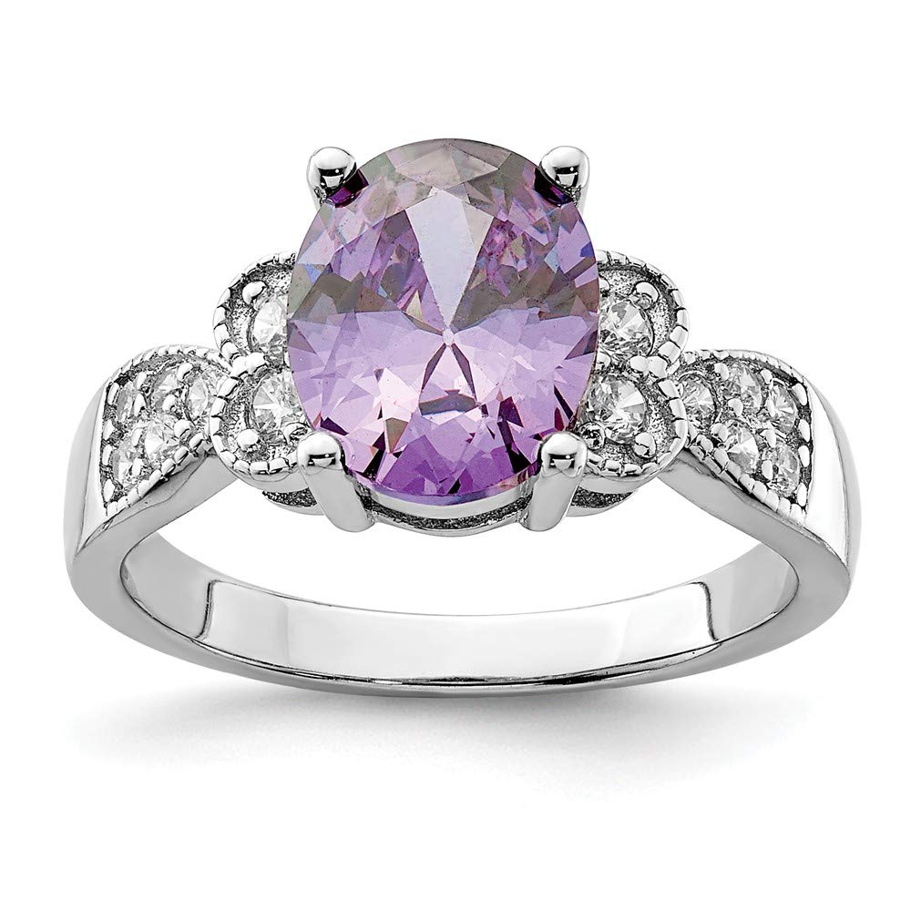925 Sterling Silver Purple & Clear Cubic Zirconia Ring - Elegant Anniversary Band for Women, Wedding, Engagement & Special Occasions