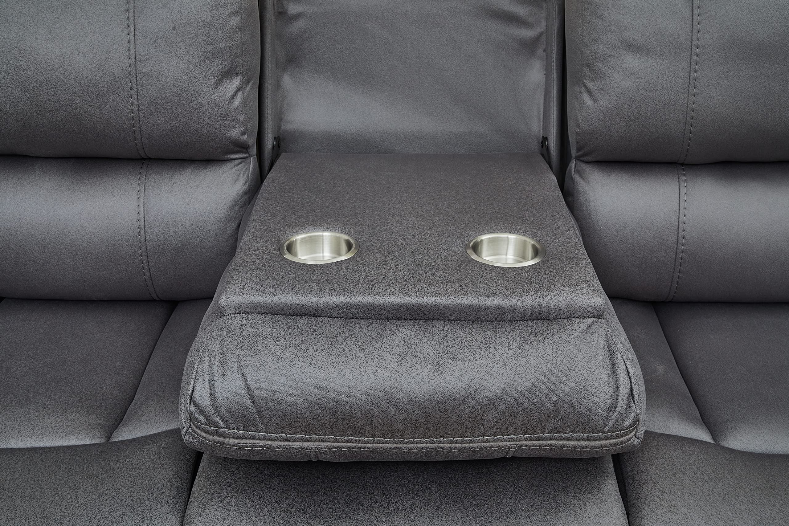 Betsy Furniture Microfiber Power Reclining Sofa Set - 3-Piece Living Room Set with Power Sofa, Loveseat & Chair (Grey) - Perfect for Home Theater, Family Rooms & Relaxation