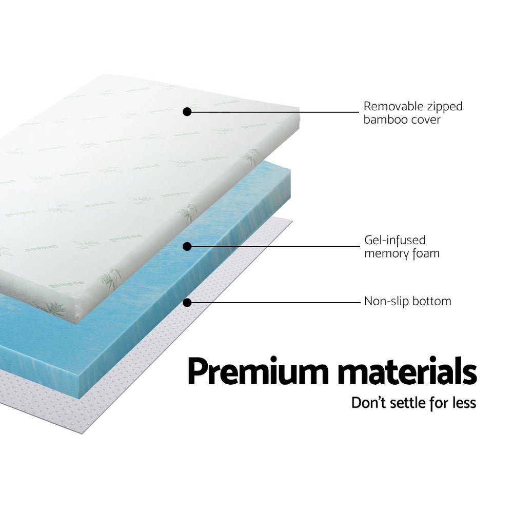 Cool Gel Swirl Infused 5CM Thick Memory Foam Mattress Topper with Bamboo Cover - Queen Size for Back Pain Relief & Pressure Relief - Perfect for Hot Sleepers, Bedroom Comfort Upgrade